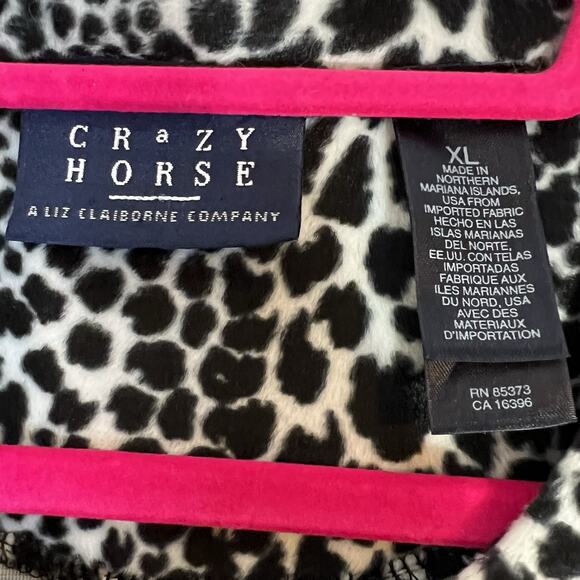 Crazy Horse Black & White Animal Print Vest XL Faux Fur Cheetah Full Zip Mobwife - Picture 3 of 5